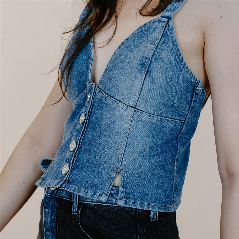 Denim Dreams Buttoned Top